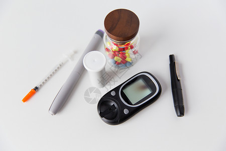 蜂鸣器糖尿病药物仪器静物背景