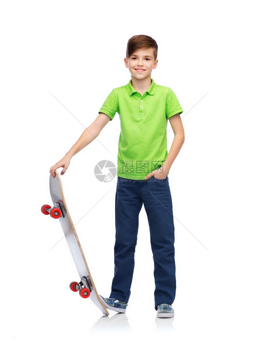 童,休闲,学校人的快乐的微笑男孩与滑板图片
