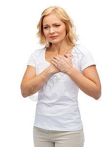人,医疗,心脏病问题的幸的女人遭受心痛图片