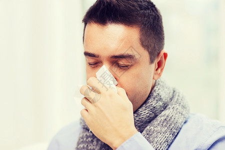 医疗保健,流感,人,鼻炎医学密切病人用纸巾家里鼻子图片