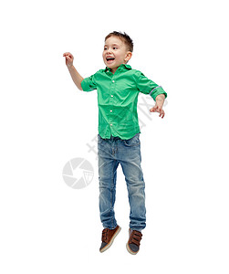 快乐,童,自由,运动人的快乐的小男孩空中跳跃图片