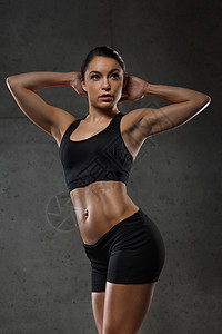运动,健身,健美,举重人的轻的女人健身房摆姿势展示肌肉图片