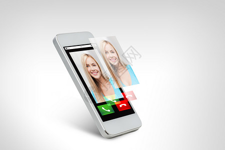 技术,通信,人电子白色手机与来电屏幕图片
