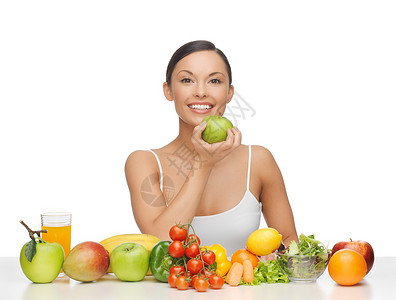健康的女人前很多水果蔬菜水果蔬菜的女人图片