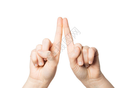 手势,计数身体部分的两只手把食指放图片