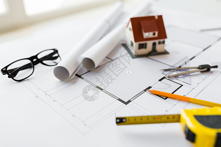 建筑建筑建筑房地产家居用居住房屋模型工具联系蓝图图片