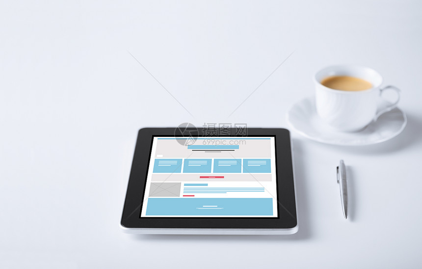 商业技术平板电脑与网页模板咖啡杯用网页模板平板电脑图片