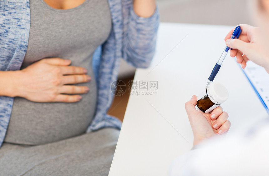 怀孕,妇科,医学,保健人们的密切妇科医生医院向孕妇展示药丸图片
