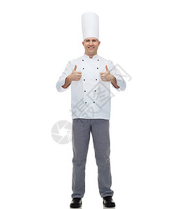 烹饪,职业,手势人的快乐的男厨师展示大拇指图片