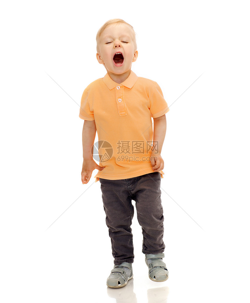 童,情感,表达,时尚人的快乐的小男孩穿着休闲服装大喊大叫,哭泣打喷嚏图片