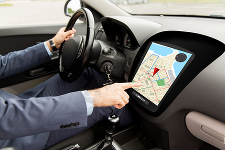 车载雷达运输,目的地,导航,现代技术人的人驾驶汽车与GPS导航计算机屏幕上背景