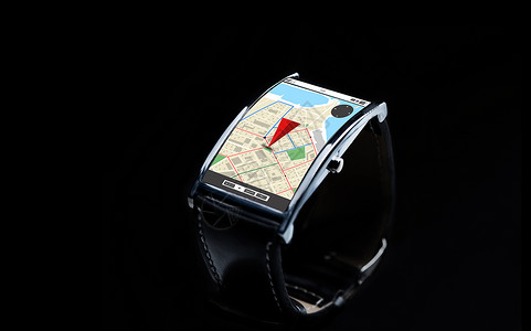 现代技术,导航,位置,象媒体黑色智能手表与GPS导航屏幕上图片