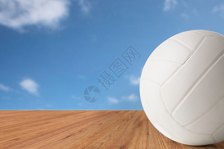 运动,健身,游戏,运动设备物体的排球球蓝天木地板背景图片