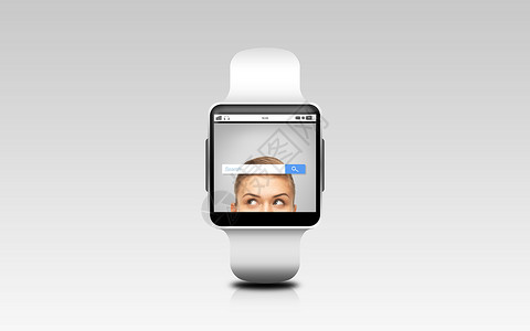 现代技术,象媒体智能手表与互联网浏览器搜索栏屏幕上的灰色背景图片