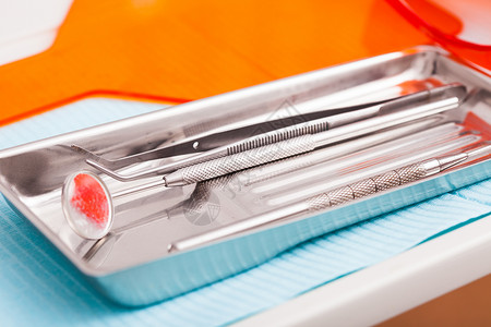 牙科仪器探针镊子注射器牙科镜,用于测试口腔图片