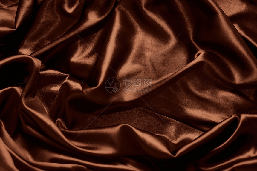 巧克力棕色缎子丝绸的质地紧密图片