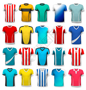 足球矢量各种足球运动衫的收藏这件t恤透明的,可以你自己的模板矢量背景