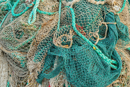 渔网线港口用各种颜色的渔网背景
