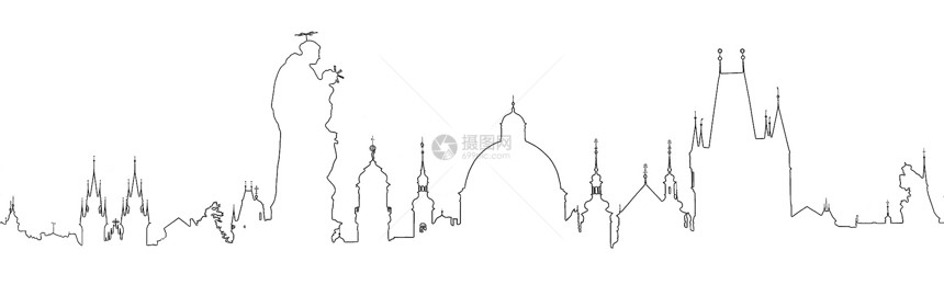 布拉格塔手绘风格图片