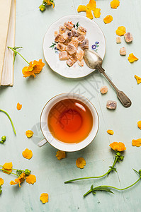 杯茶,红糖花,顶部景色图片