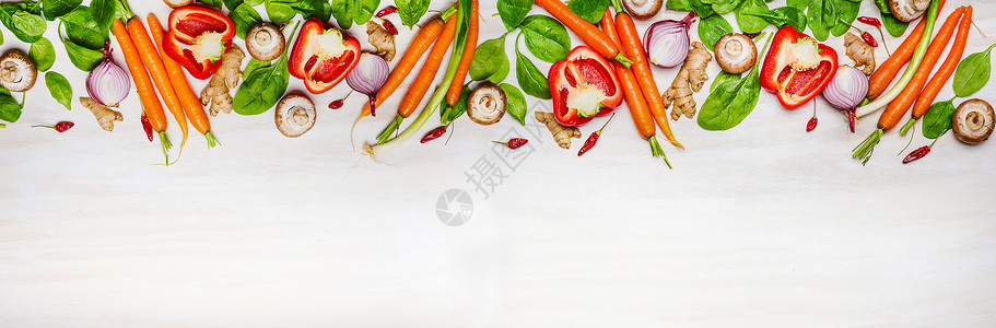 健康烹饪白色木制背景图片