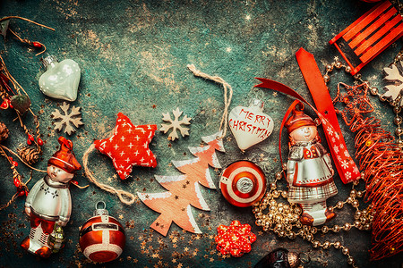 圣诞背景与红色的节日装饰图片
