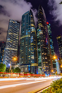 新加坡市中心夜间红绿灯红绿灯图片
