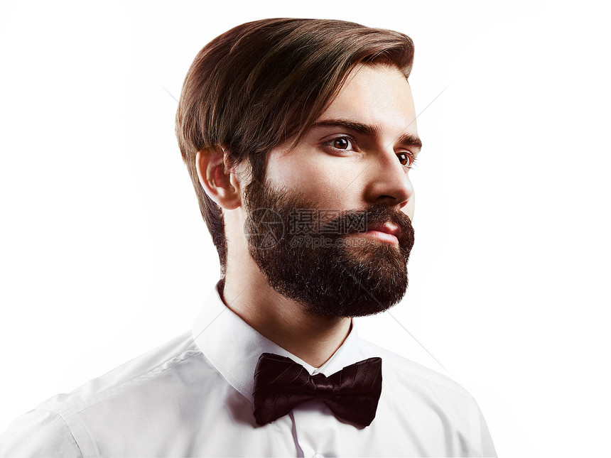留胡子的英俊男人的肖像时尚照片商人图片