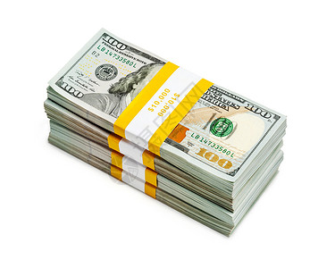 创意商业金融赚钱的堆100美元的2013版钞票孤立白色上图片