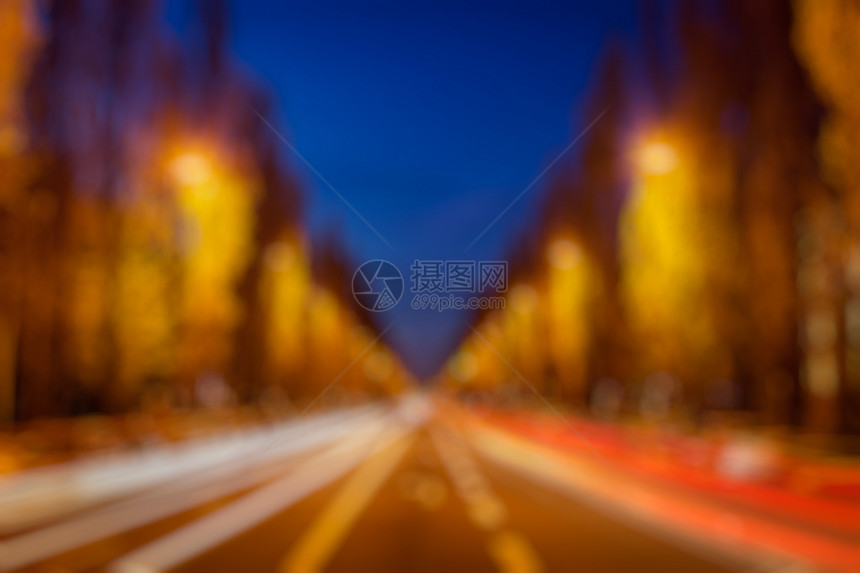 晚上欧洲街道道路背景模糊德国慕尼黑图片