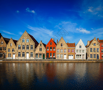 典型的欧洲城市景观景观运河中世纪的房子布鲁日布鲁日,比利时图片