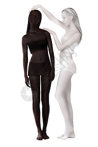 全身油漆幻想两个女人涂了黑色白色图片