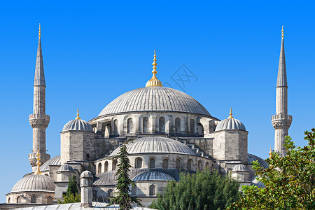 土耳其伊斯坦布尔的蓝色清真寺苏丹清真寺高清图片