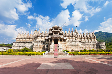 拉纳克布尔拉纳克普尔寺印度拉贾斯坦邦的座杰恩寺背景
