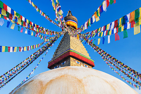 尼泊尔加德满都的佛教佛塔高清图片