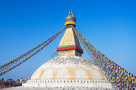 尼泊尔加德满都的佛教佛塔高清图片