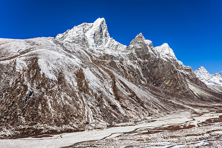 萨加玛莎珠穆朗玛峰地区的山脉,喜马拉雅山,尼泊尔东部背景