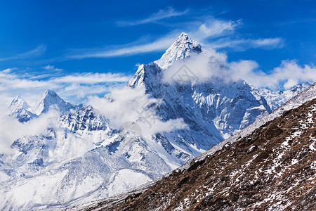黑麋峰阿玛达布拉姆山珠穆朗玛峰地区,喜马拉雅,尼泊尔背景