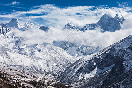 黑岩峰珠穆朗玛峰地区的山脉,喜马拉雅山,尼泊尔东部背景