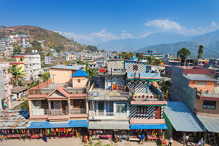 波哈拉鸟瞰邦迪亚盆地寺庙,尼泊尔高清图片