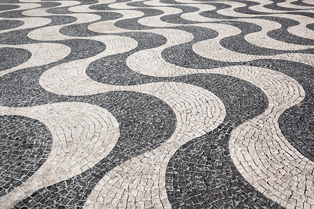 葡萄牙传统风格的瓷砖地板,罗西奥广场,里斯本高清图片