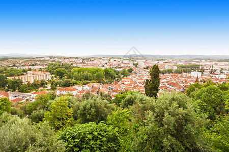 托马尔全景视图,桑塔雷姆区葡萄牙背景