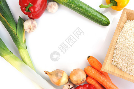白米饭各种蔬菜烹饪中国传统菜肴图片
