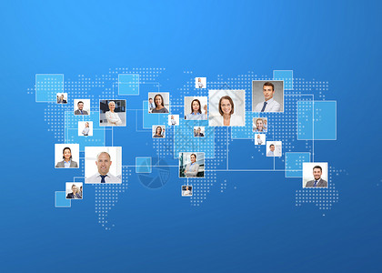 商业,人,社会网络狩猎图片的商人世界蓝色背景图片