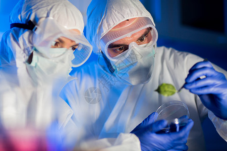 科学,生物学人的密切的科学家与绿叶样品制作研究临床实验室图片