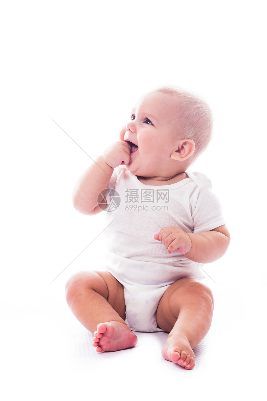 可爱的婴儿嘴里手指图片