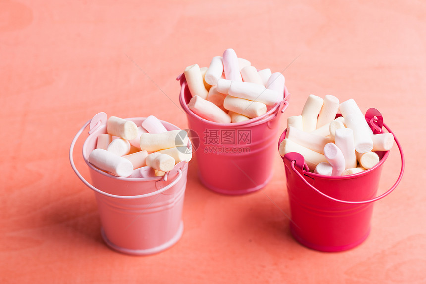 彩色棉花糖粉红色迷你桶甜蜜的恭维图片