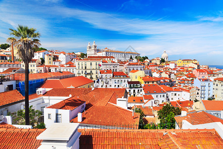 里斯本城市景观,阿尔法马市中心的景色高清图片