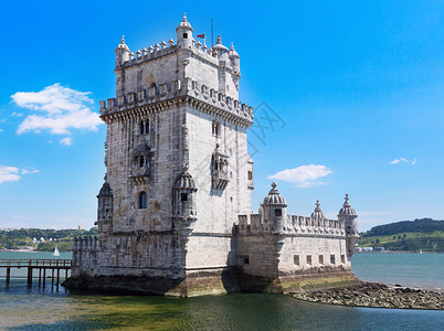 塔格斯葡萄牙里斯本的贝伦塔背景