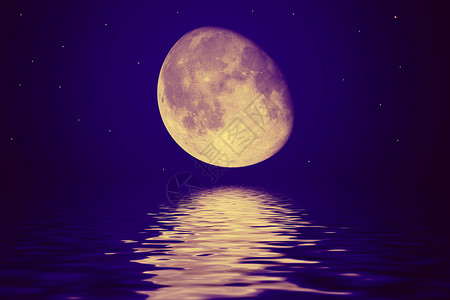 月亮波浪形的月亮反射波浪状的水中插图背景